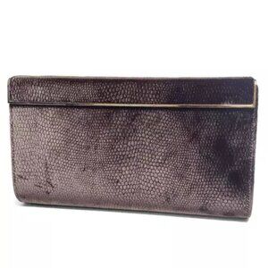Jimmy Choo CAYLA Clutch Lizard Printed Velvet Brown Gold
